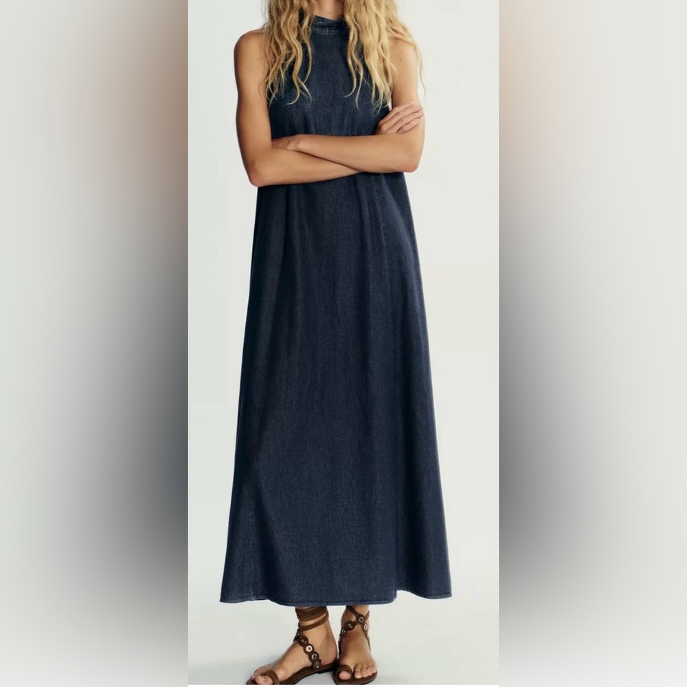Zara Halter neck maxi dress. Back fastening with a metal zip Small